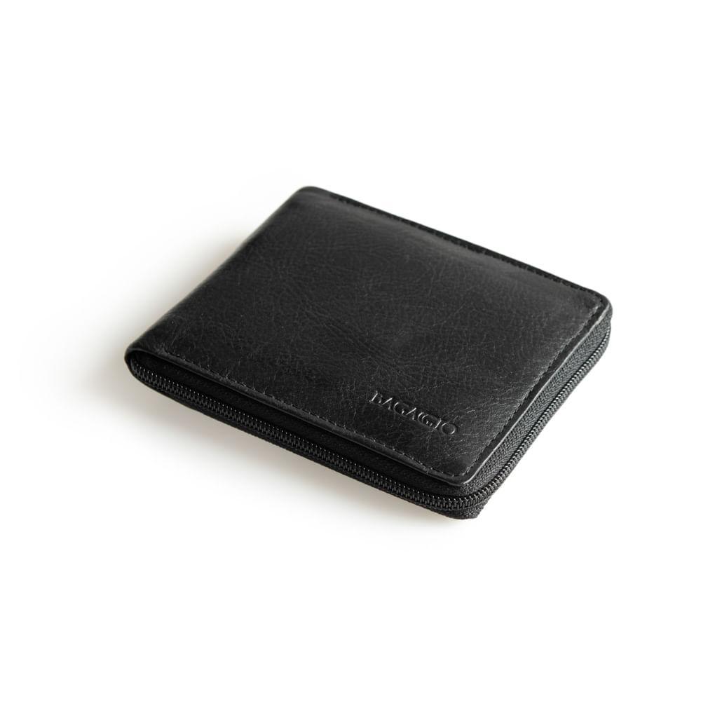 Carteira Masculina de Couro com Zíper Newton Preta - 3