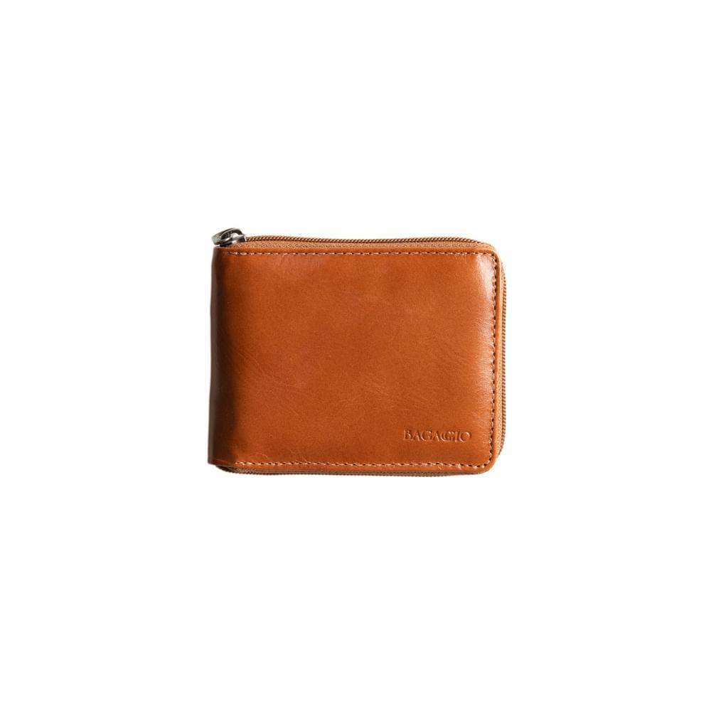 Carteira Masculina de Couro com Zíper Newton Marrom - 1