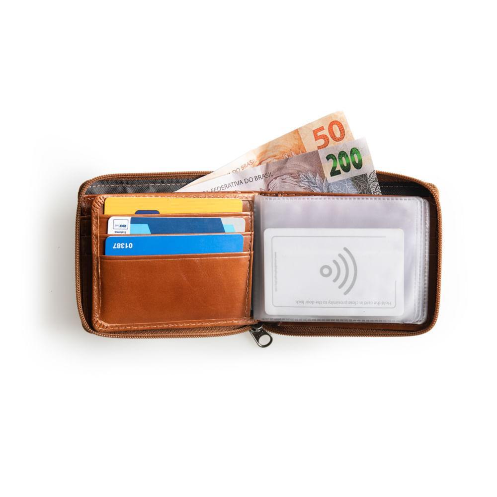Carteira Masculina de Couro com Zíper Newton Marrom - 3
