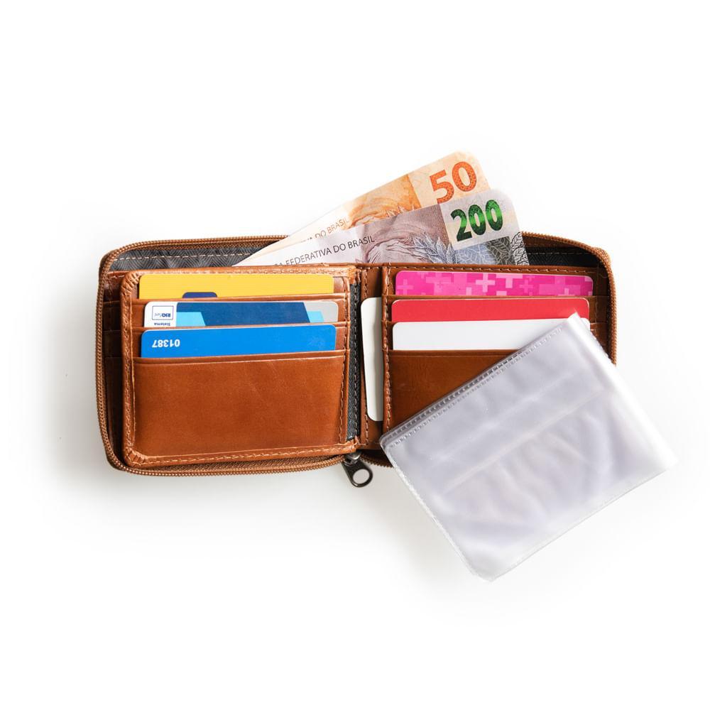 Carteira Masculina de Couro com Zíper Newton Marrom - 4