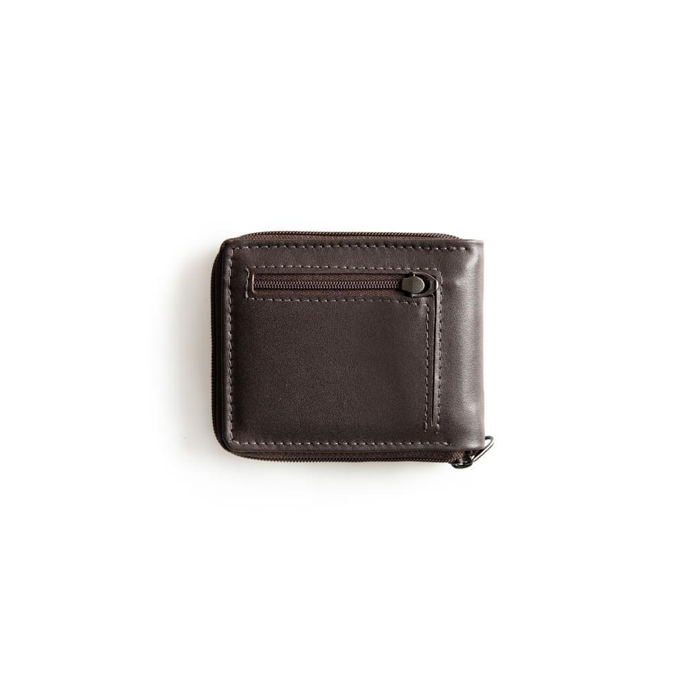 Carteira Masculina de Couro com Zíper Newton Café - 2