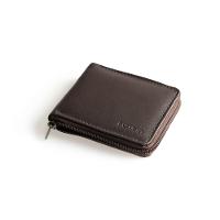 Carteira Masculina de Couro com Zíper Newton Café