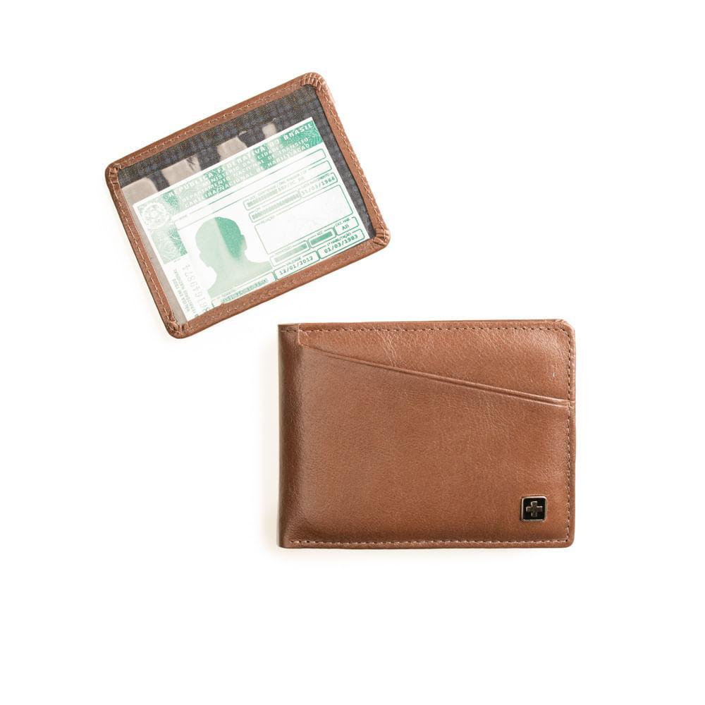 Carteira Masculina de Couro com Porta Cartão Suissewin Café - 2