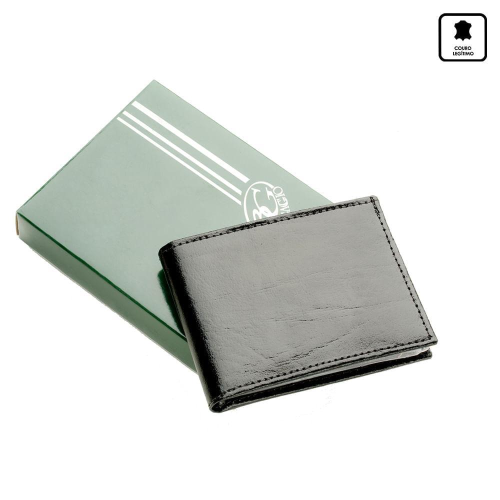 Carteira Masculina de Couro com Porta Cartão Freeway Preta - 1