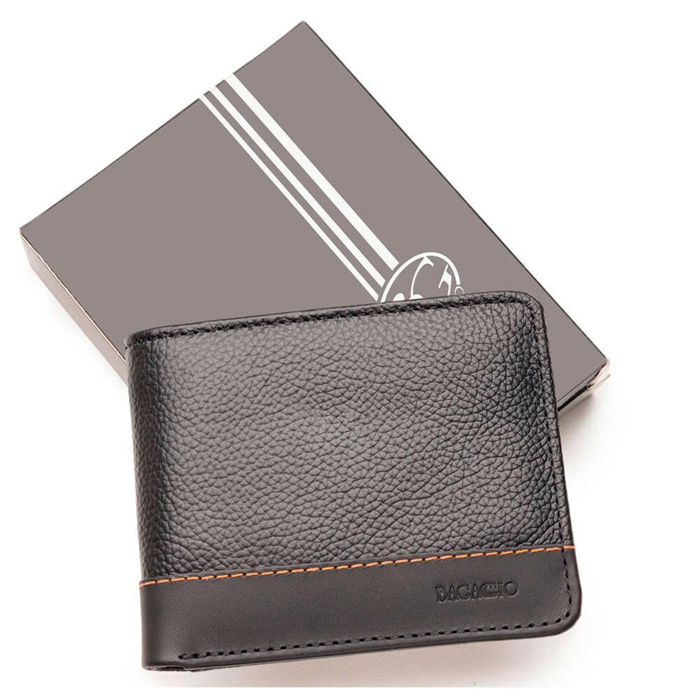 Carteira Masculina de Couro com Porta Cartão Orange Preta - 1