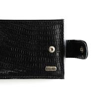 Carteira Masculina de Couro com Fecho em Botão Lezard Preta - 2