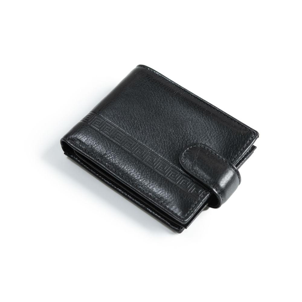 Carteira Masculina de Couro com Fecho em Botão Grécia Preta - 6