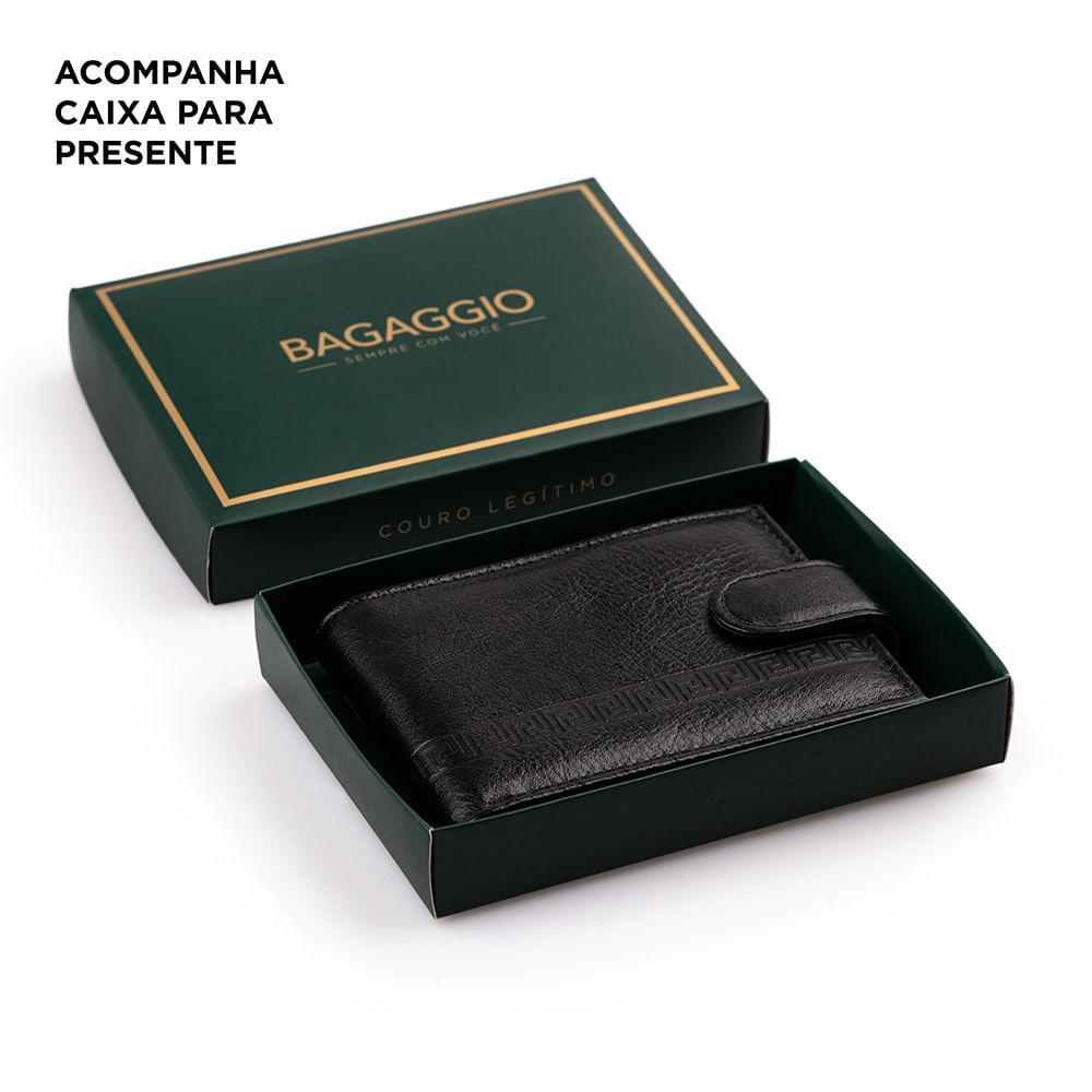 Carteira Masculina de Couro com Fecho em Botão Grécia Preta - 7