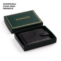 Carteira Masculina de Couro com Fecho em Botão Grécia Preta - 7