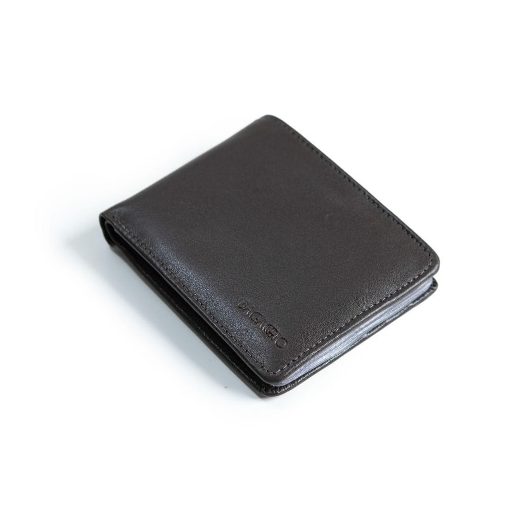 Carteira Masculina de Couro com Aba Newton Café - 3