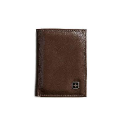 Carteira Masculina Slim de Couro Suissewin Pequena Café