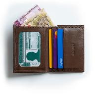 Carteira Masculina Slim de Couro Suissewin Pequena Café - 2