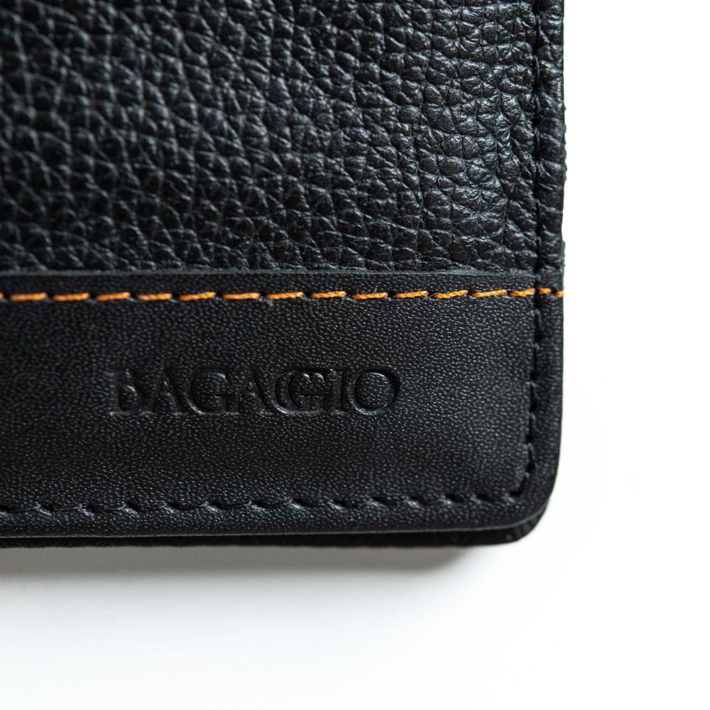 Carteira Masculina Slim de Couro Mágica Orange Preto - 3