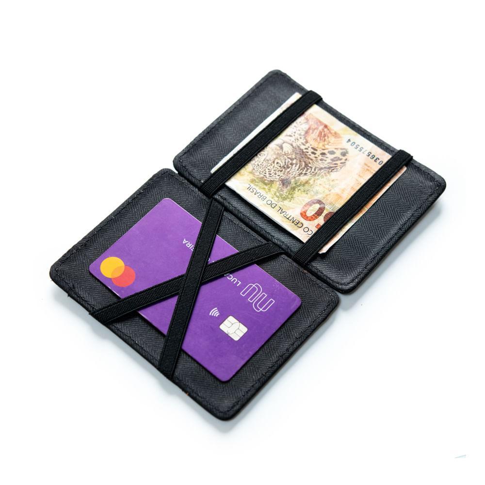 Carteira Masculina Slim de Couro Mágica Orange Preto - 6