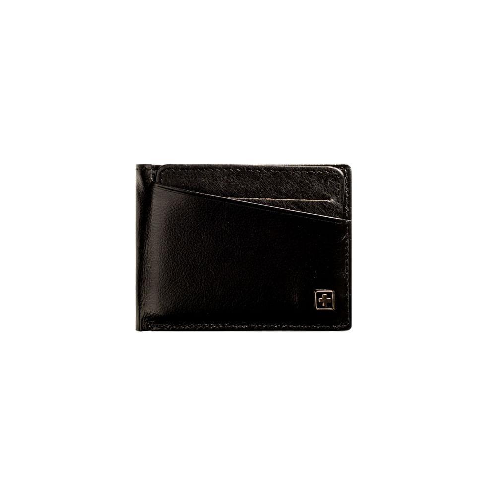 Carteira Masculina de Couro Porta Cartão Suissewin Preto - 1