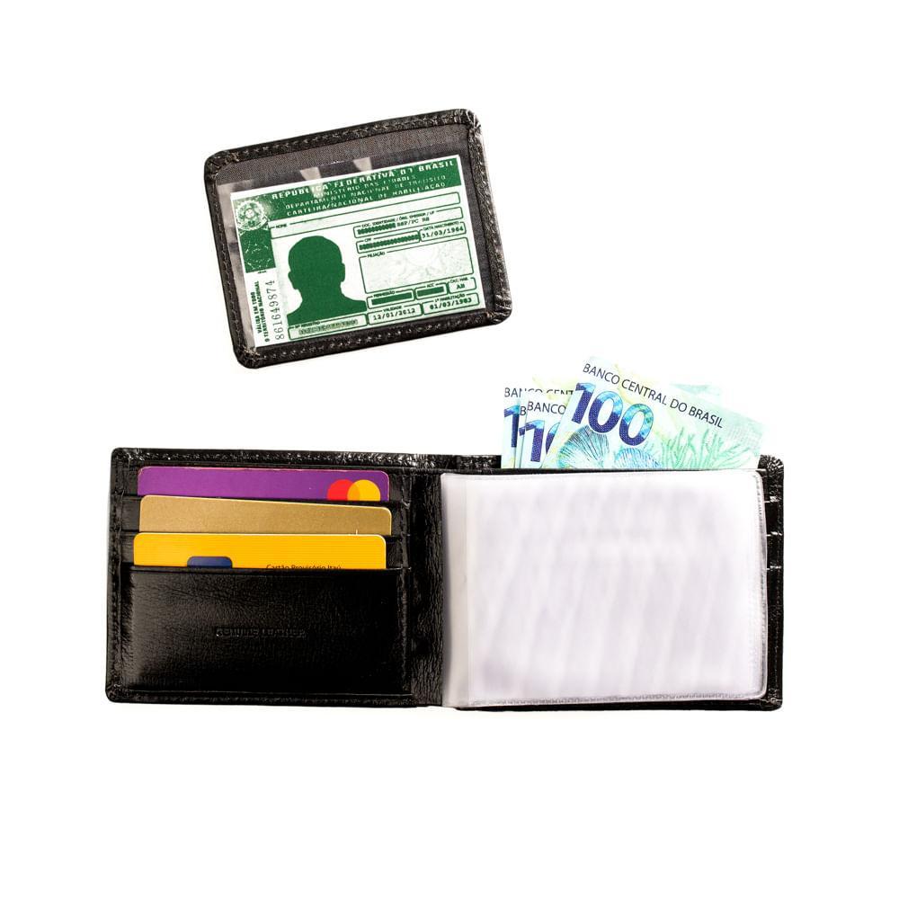 Carteira Masculina de Couro Porta Cartão Suissewin Preto - 5