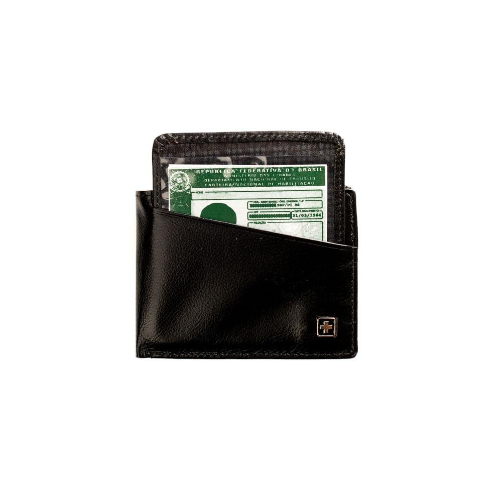 Carteira Masculina de Couro Porta Cartão Suissewin Preto - 6