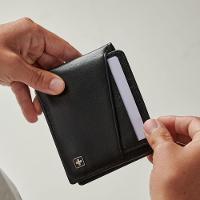 Carteira Masculina de Couro Porta Cartão Suissewin Preto - 10