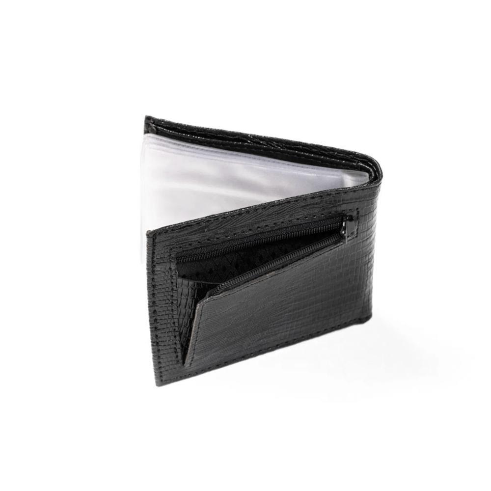 Carteira Masculina de Couro Lezard Preto - 6