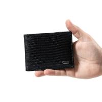 Carteira Masculina de Couro Lezard Preto - 7