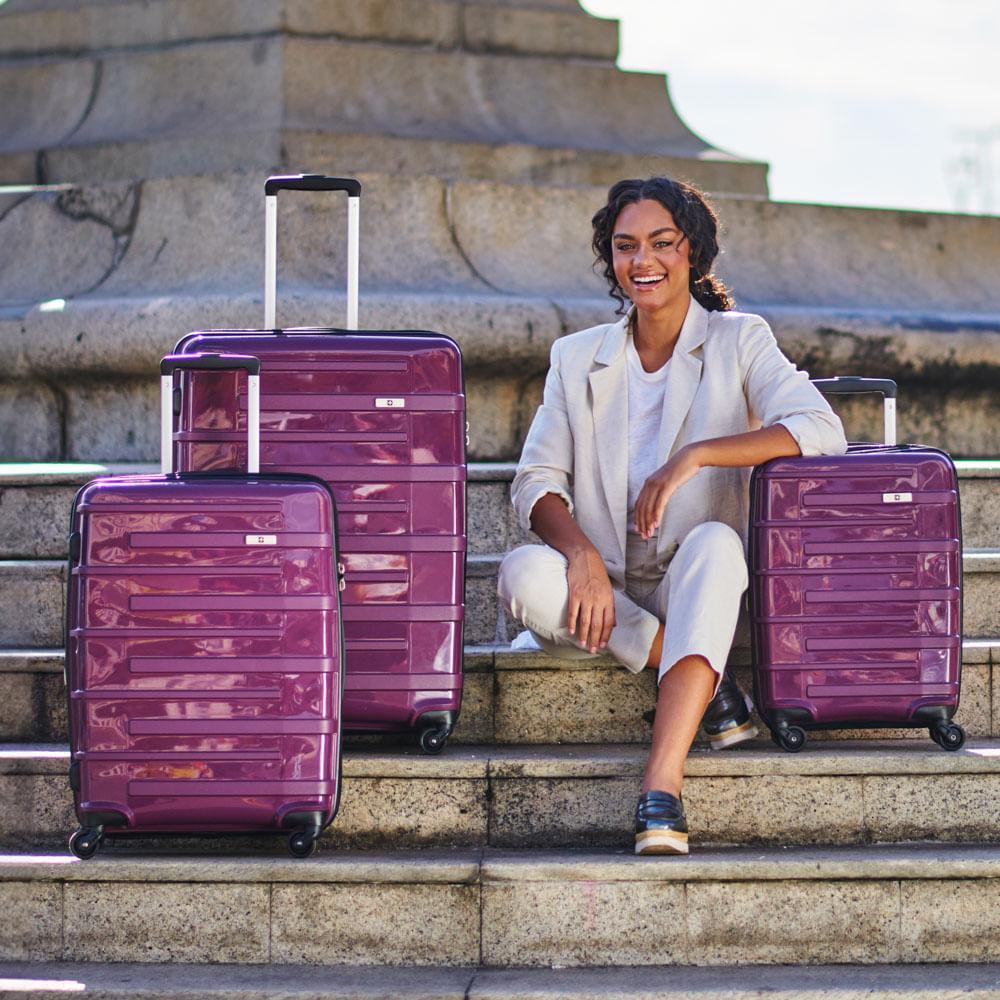 Mala Média Polipropileno 4 Rodas SwissOne Montreux Roxo - 4