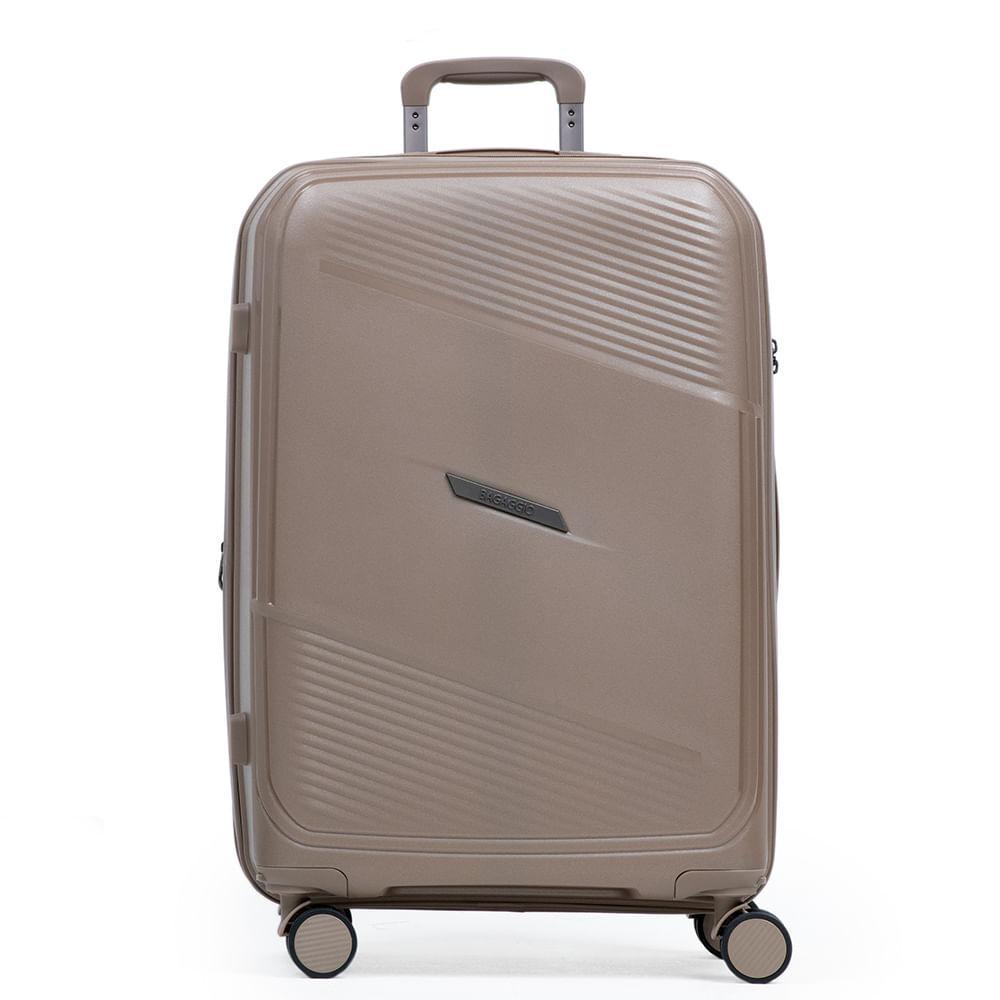 Mala Média de Polipropileno 4 Rodas Seul Bege - 1