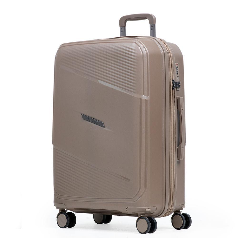 Mala Média de Polipropileno 4 Rodas Seul Bege - 2