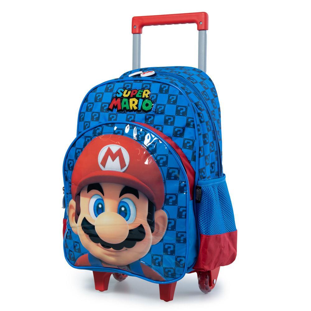 Mochila Escolar Masculina de Rodinhas Mario Premium Azul - 2