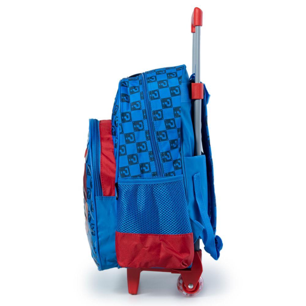 Mochila Escolar Masculina de Rodinhas Mario Premium Azul - 3