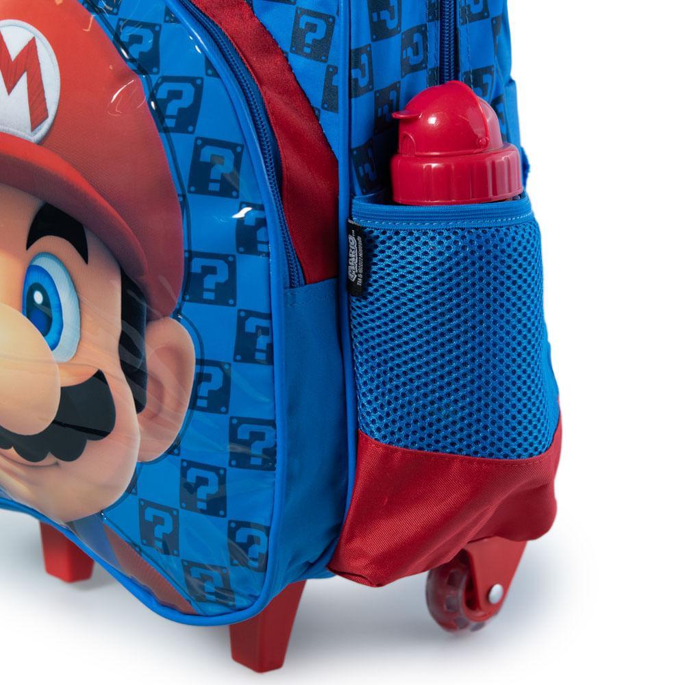 Mochila Escolar Masculina de Rodinhas Mario Premium Azul - 5