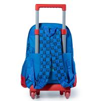 Mochila Escolar Masculina de Rodinhas Mario Premium Azul