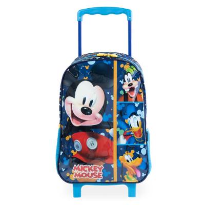 Mochila Escolar Masculina de Rodinhas Mickey  Azul