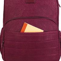 Mochila Escolar Juvenil com 4 Rodinhas Crinkle Glitter Vinho - 3