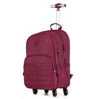 Mochila Escolar Juvenil com 4 Rodinhas Crinkle Glitter Vinho - 8