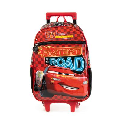Mochila Escolar Masculina de Rodinhas Carros Vermelha