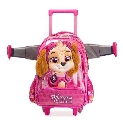 Mochila de Rodinha Infantil Feminina Patrulha Canina Skye Rosa
