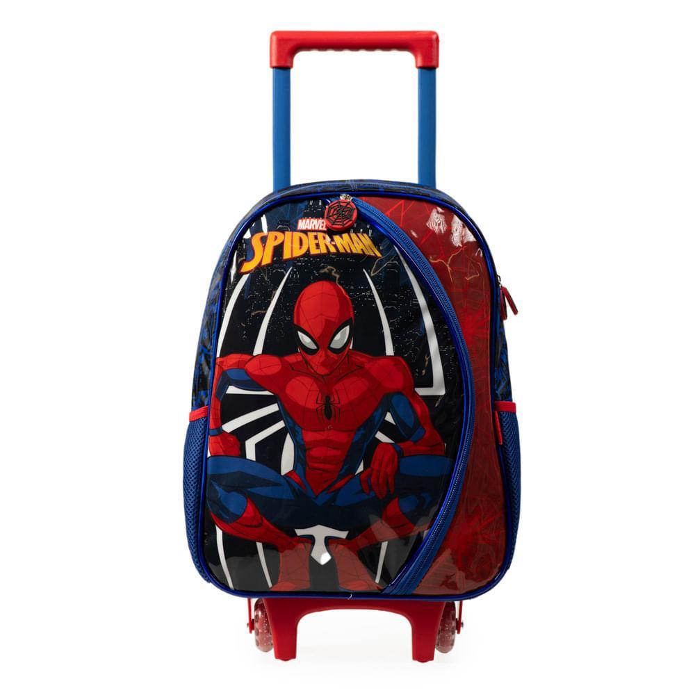 Mochila de Rodinha Infantil Masculina Homem Aranha Azul - 1