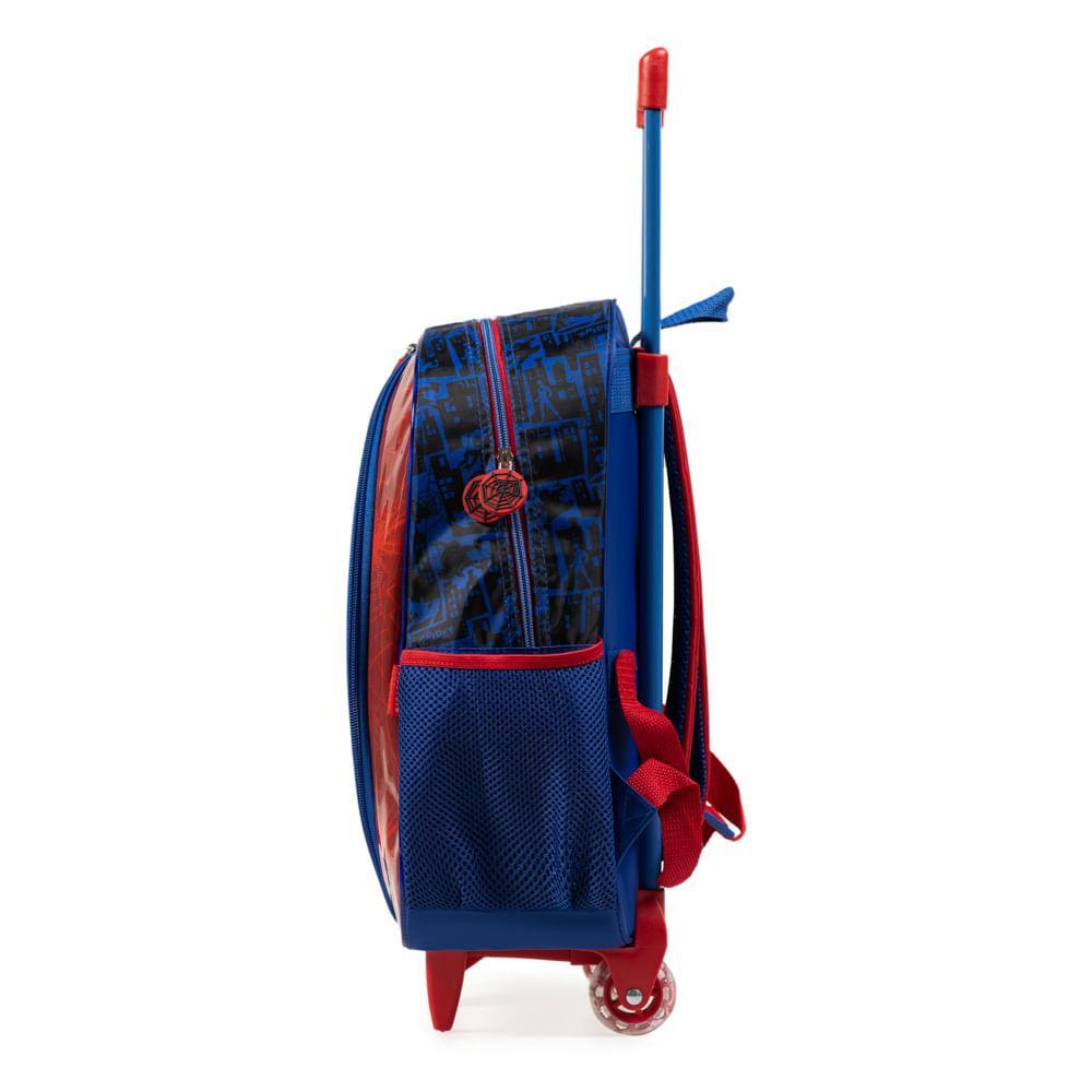 Mochila de Rodinha Infantil Masculina Homem Aranha Azul - 3