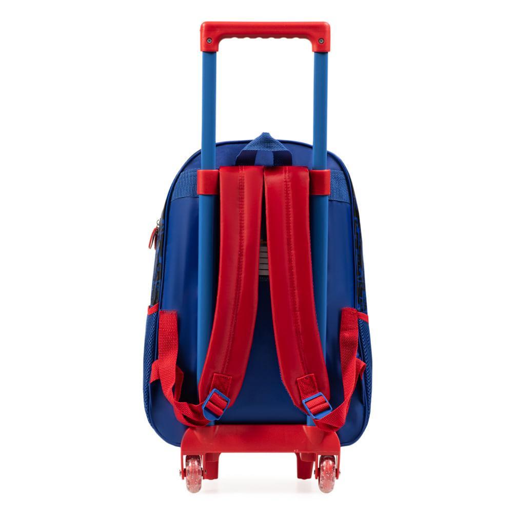 Mochila de Rodinha Infantil Masculina Homem Aranha Azul - 4