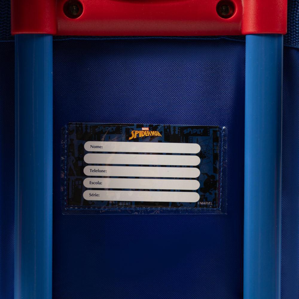 Mochila de Rodinha Infantil Masculina Homem Aranha Azul - 6