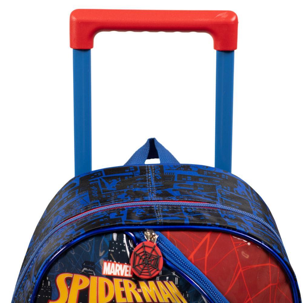 Mochila de Rodinha Infantil Masculina Homem Aranha Azul - 9