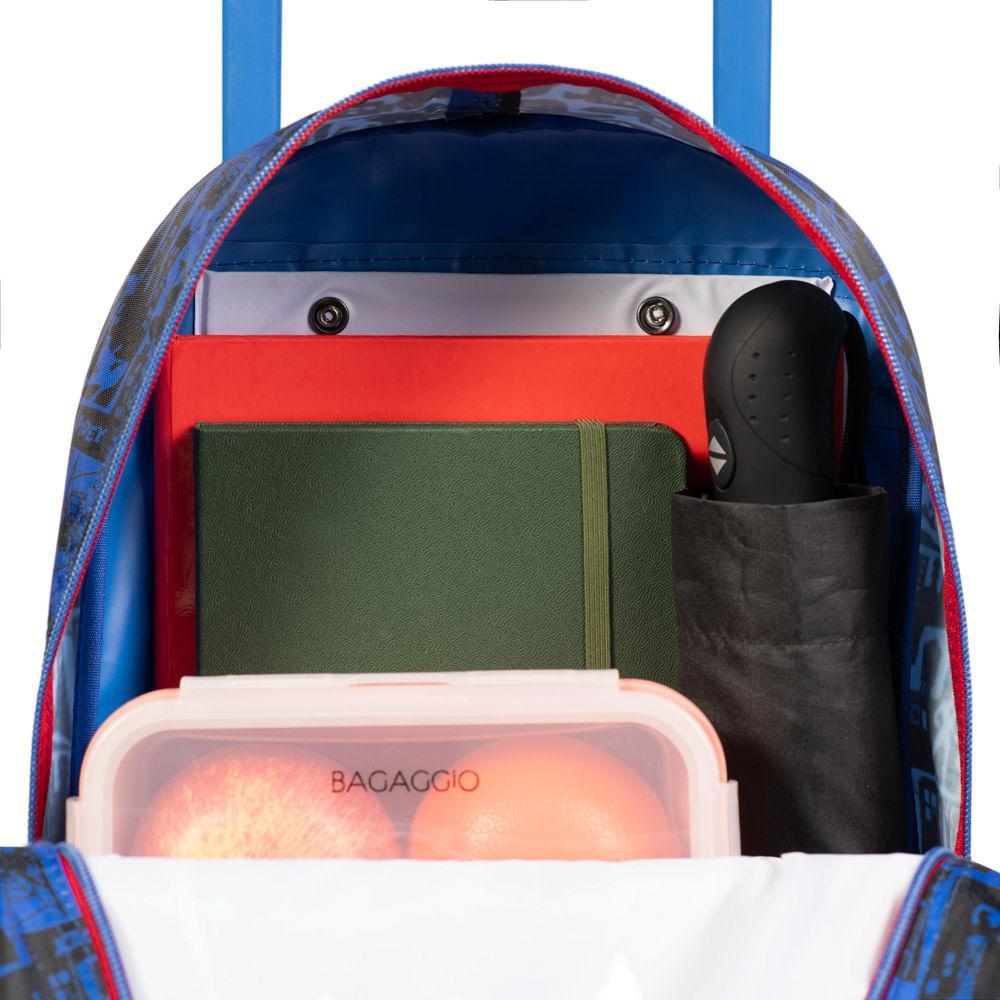 Mochila de Rodinha Infantil Masculina Homem Aranha Azul - 10