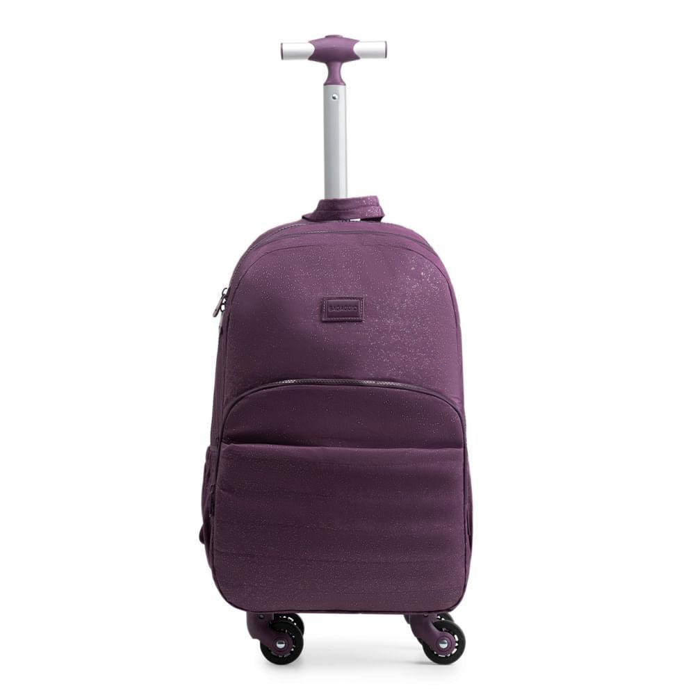 Mochila de 4 Rodinhas Juvenil Feminina Crinkle Glitter Roxa - 1