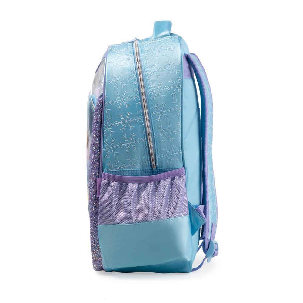 Mochila Escolar Feminina Infantil Frozen Azul Claro - 3