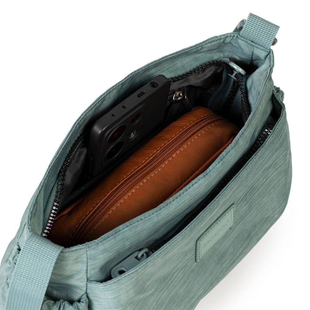 Bolsa Feminina Transversal Pequena Crinkle Chic Azul Claro - 9