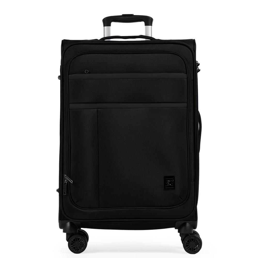 Mala Média Poliéster 4 Rodas Lyon Preta - 1