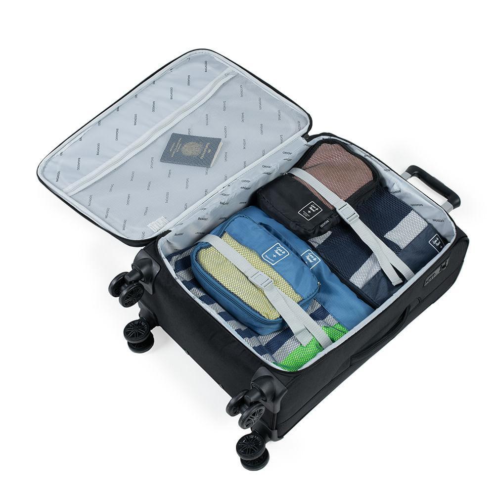 Mala Média Poliéster 4 Rodas Lyon Preta - 10