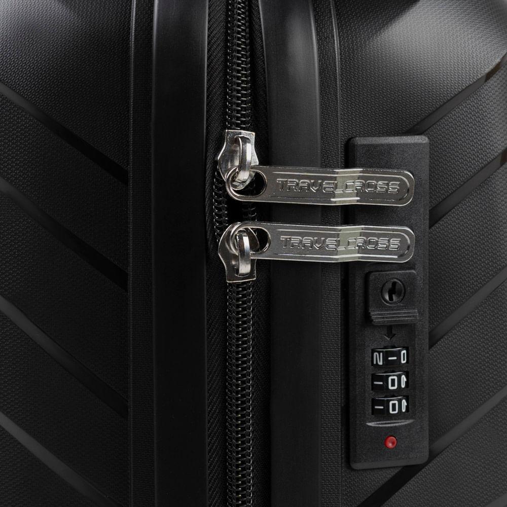 Mala de Viagem Pequena 10 Kg Polipropileno 4 Rodas Rover Preta - 8