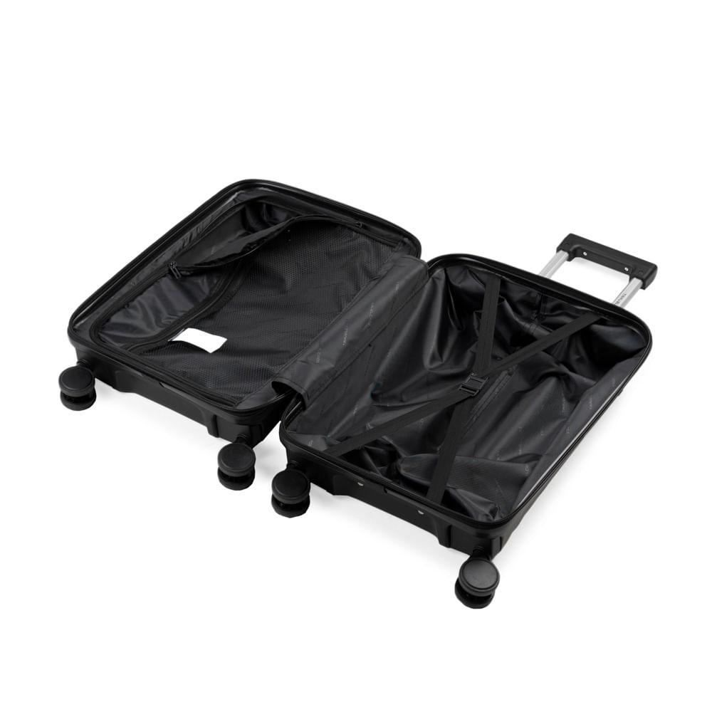 Mala de Viagem Pequena 10 Kg Polipropileno 4 Rodas Rover Preta - 9