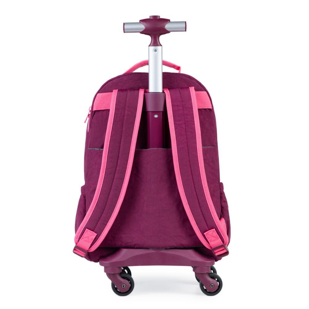 Mochila Escolar Juvenil Feminina 4 Rodinhas BG Duo Pop Rosa - 2